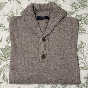 J. Crew Shawl Collar 100% Lambswool Sweater Size L